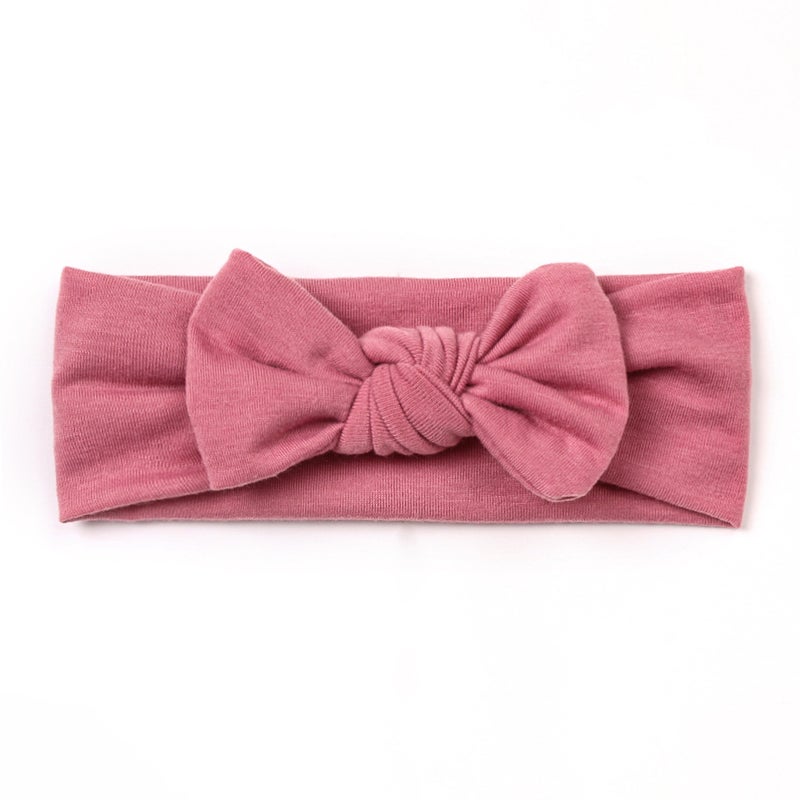 Loquat European and American New Baby Hair Band Hair Band Children Plain Bow Headband Hair Accessories New Solid Color Baby Hair Band Deep bean paste