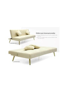 Multi Home Furniture Modern Design MH-1068SB-Beige SOFA CUM BED OR Three Seater Sofa Soft PU velvet 3-Seater Sofa,Made of finiest VELVET sofa AND Golden legs cum bed is Foldable Futon Bed for Living Room beige  - Image 4