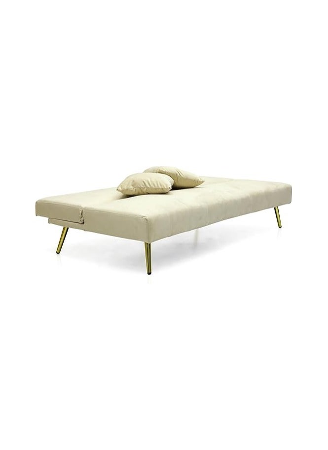 Multi Home Furniture Modern Design MH-1068SB-Beige SOFA CUM BED OR Three Seater Sofa Soft PU velvet 3-Seater Sofa,Made of finiest VELVET sofa AND Golden legs cum bed is Foldable Futon Bed for Living Room beige  - Image 3