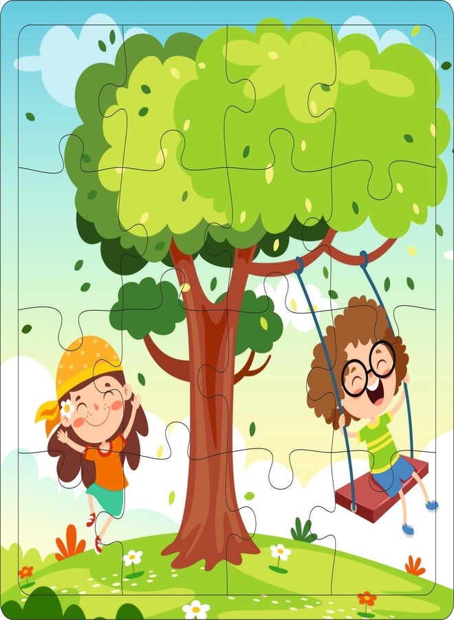 Fiddlys 16-Piece Wooden Jigsaw Puzzles For Kids Ages 3+, Double Layered Wooden Puzzles With Bright Front & Back Print (Kids Pack Of 4) - Image 4