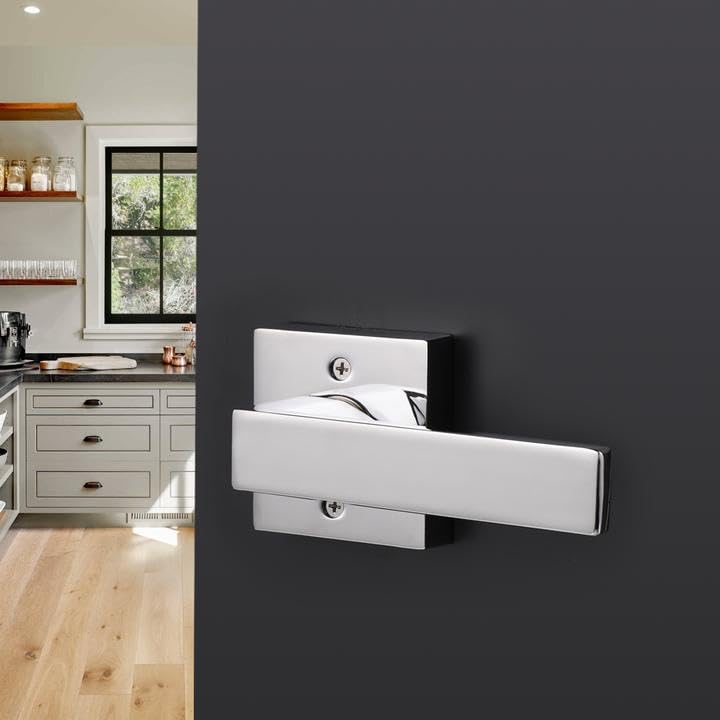 Probrico Decorative Inactive Dummy Lever [Exposed Screws] Polished Chrome Square Door Handles For Interior Hall Closets Or Pantry Doors-Heavy Duty 10 Pack - Image 3