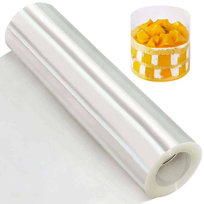 YQL Acetate Cake Collars 30cm x 10m Thickened Acetate Sheets 12inch X 394inch Transparent Acetate Roll for Large Cakes Chocolate Mousse Cake Decorating Crafting