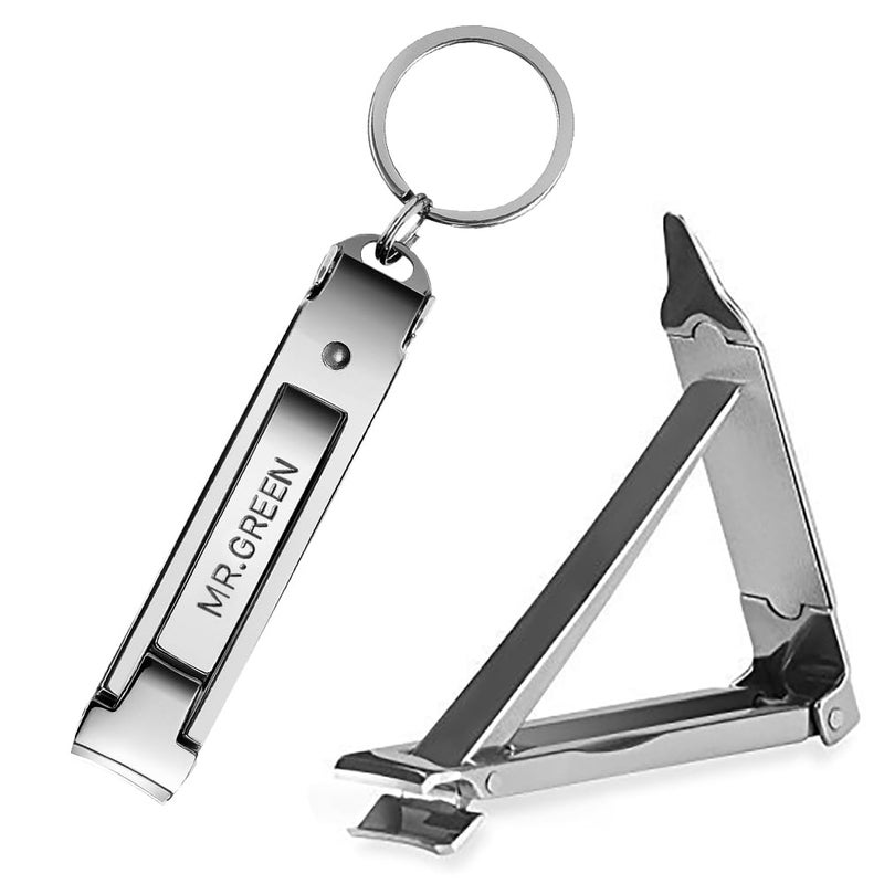 MrGreen MRGREEN Portable Nail ClippersMedical Grade Stainless Steel Foldable Nail Cutter Ultra Slim Travel Design 
