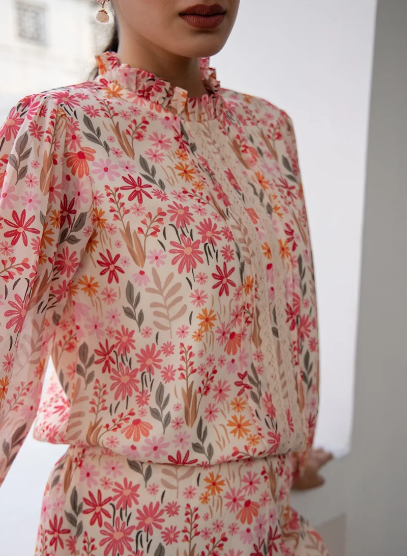 kolaba Floral Printed Co-ord Set With Flared Pants