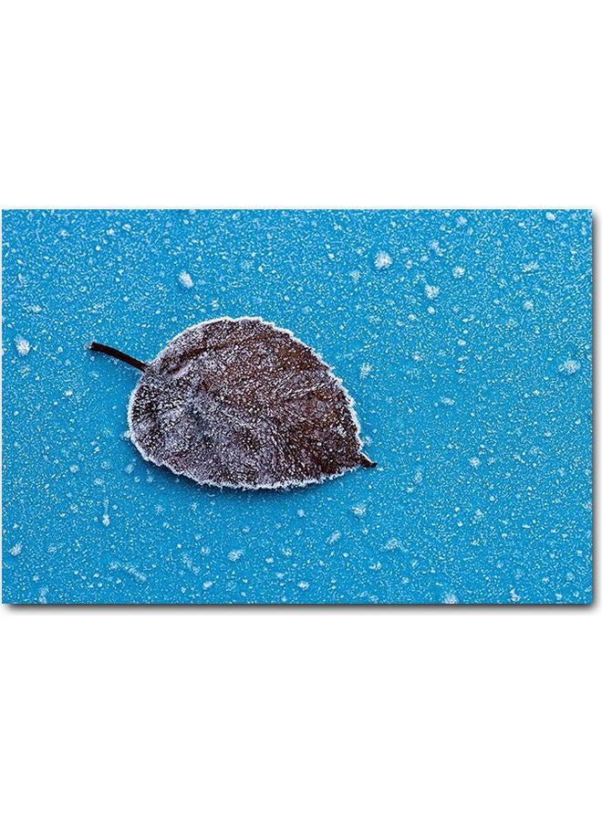 RYN Tree Leaves Snow Wall Art Blue/Brown 40x60cm - Image 1