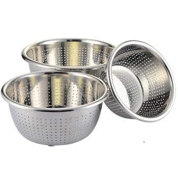 Damurhu Stainless Steel ColanderStrainerHole BowlSteel Rice Jali Bowl with Out Handle Size123800ml1000ml12ml Set of 3 Pcs - Image 1