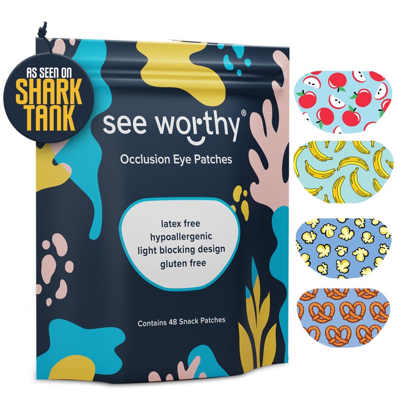 See Worthy See Worthy Snacks Adhesive Eye Patch for Lazy Eye As Seen on Shark Tank Breathable Comfortable Eyepatch for Kids Adults Soft and Medical Eye Patches for Amblyopia 48 Patches per Box 