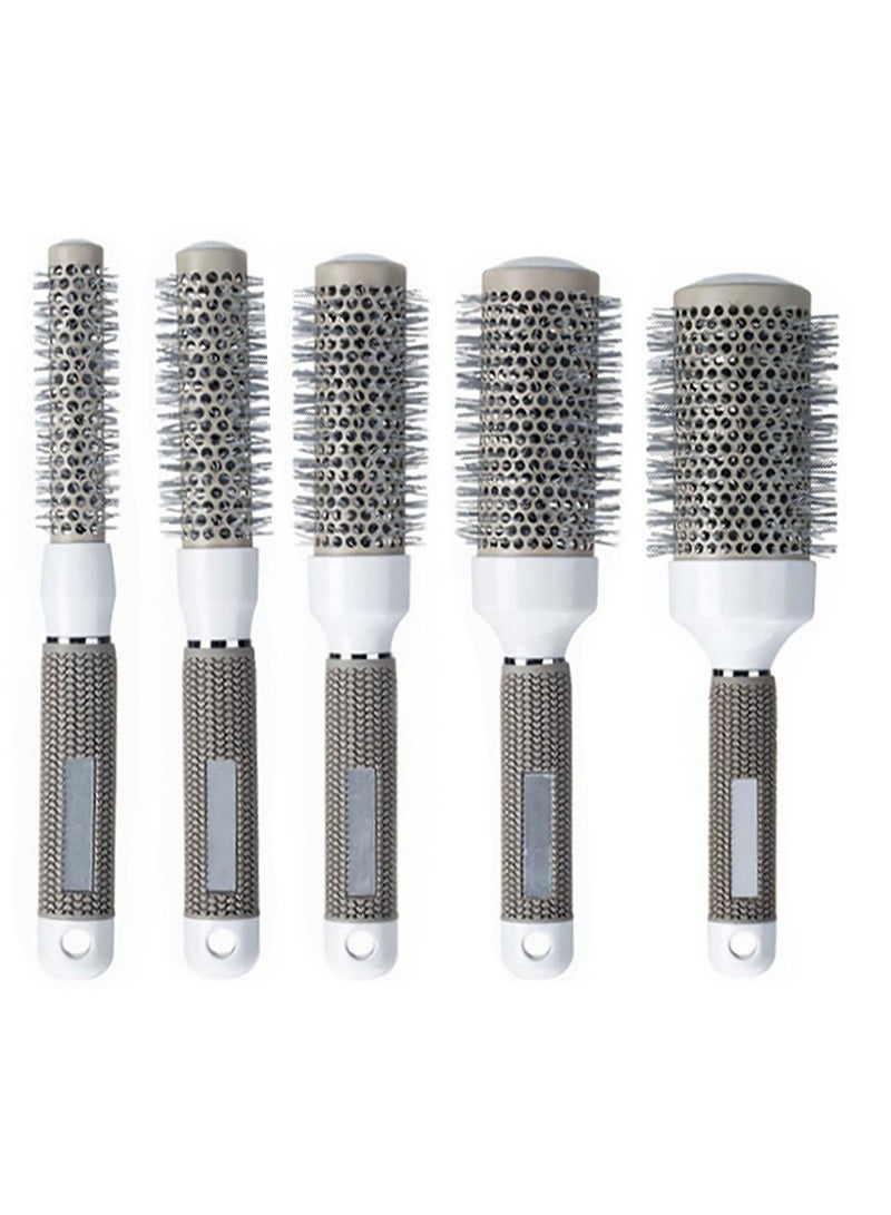 Y&D Ceramic Roller Comb, Hair Styling Blow Drying Curling Brush 5pcs/Set Professional Salon Tool with Natural Rubber Handle for Drying, and  - Image 1
