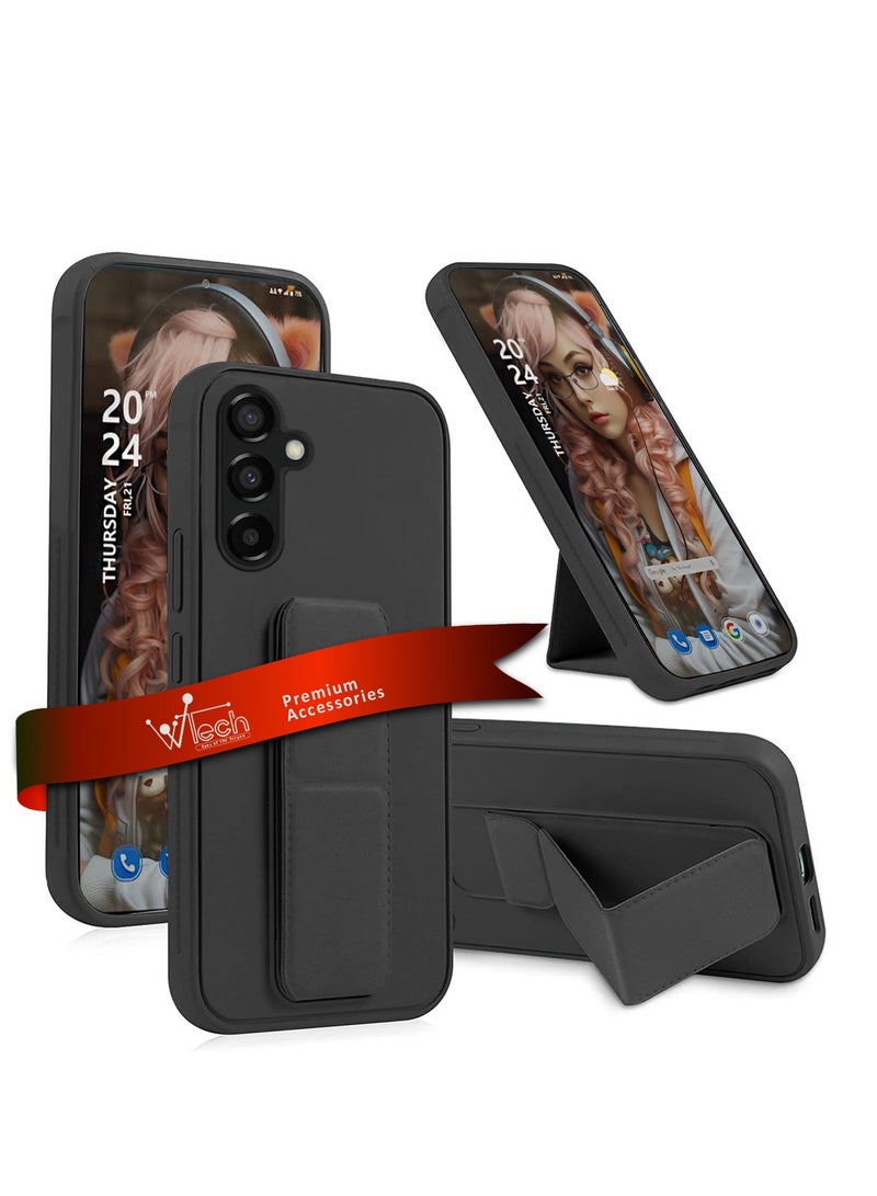 Wtech Hand Grip And Multi Stand Magnetic Car Mount Kickstand Finger Strap Case Cover For Samsung Galaxy S24 Plus / S24+ 5G 2024 Black - Image 1
