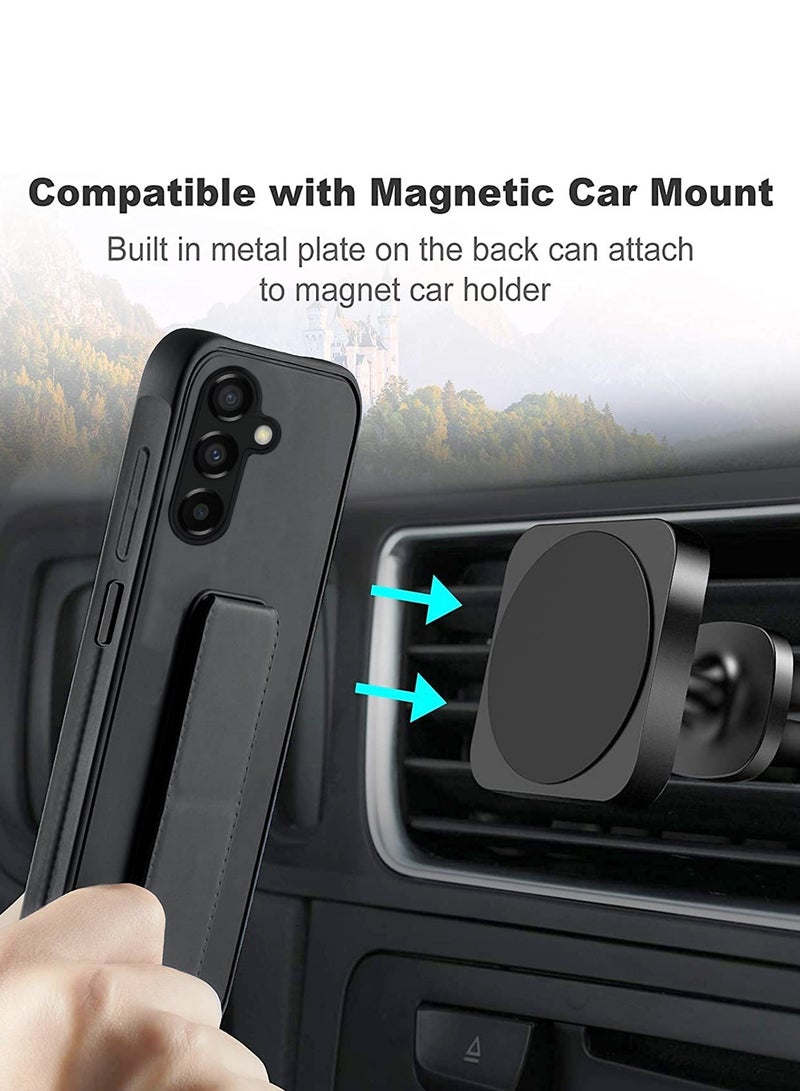 Wtech Hand Grip And Multi Stand Magnetic Car Mount Kickstand Finger Strap Case Cover For Samsung Galaxy S24 Plus / S24+ 5G 2024 Black - Image 3