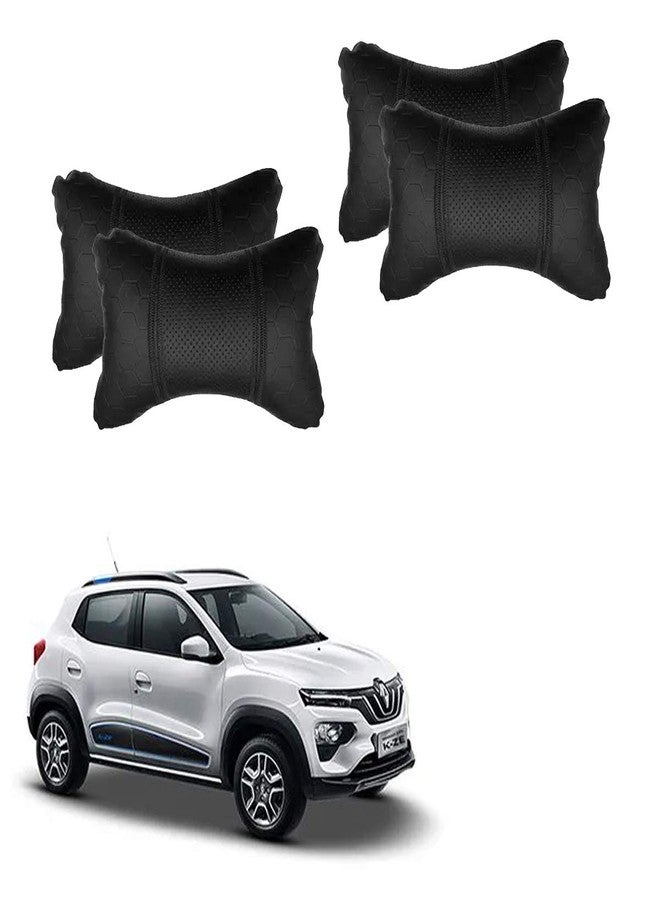 Adroitz Black Universal Neck Rest Pillow Faux Leather Material in Football Design for All Cars (Pair of 2)_185 - Image 1