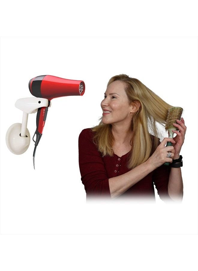 BESTIE BRANDS - Bestie Adjustable Hair Dryer Holder Stand - Hands Free Blow Drying with Fully Positionable Arm, Permanent Wall Mount or Temporary Suction Mount to Mirror - Image 1