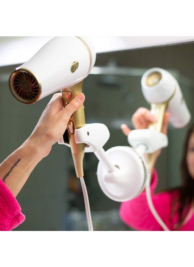 BESTIE BRANDS - Bestie Adjustable Hair Dryer Holder Stand - Hands Free Blow Drying with Fully Positionable Arm, Permanent Wall Mount or Temporary Suction Mount to Mirror - Image 1