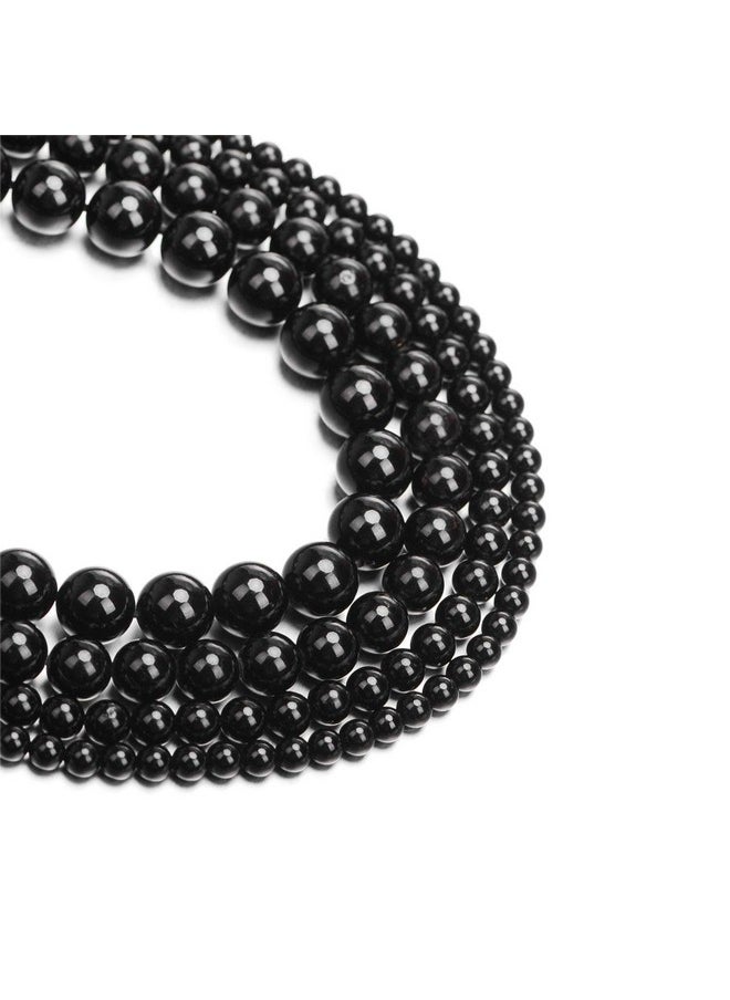 AD BEADS - Natural Black Tourmaline Gemstone Round Beads 15.5“ A Grad (8Mm) - Image 1