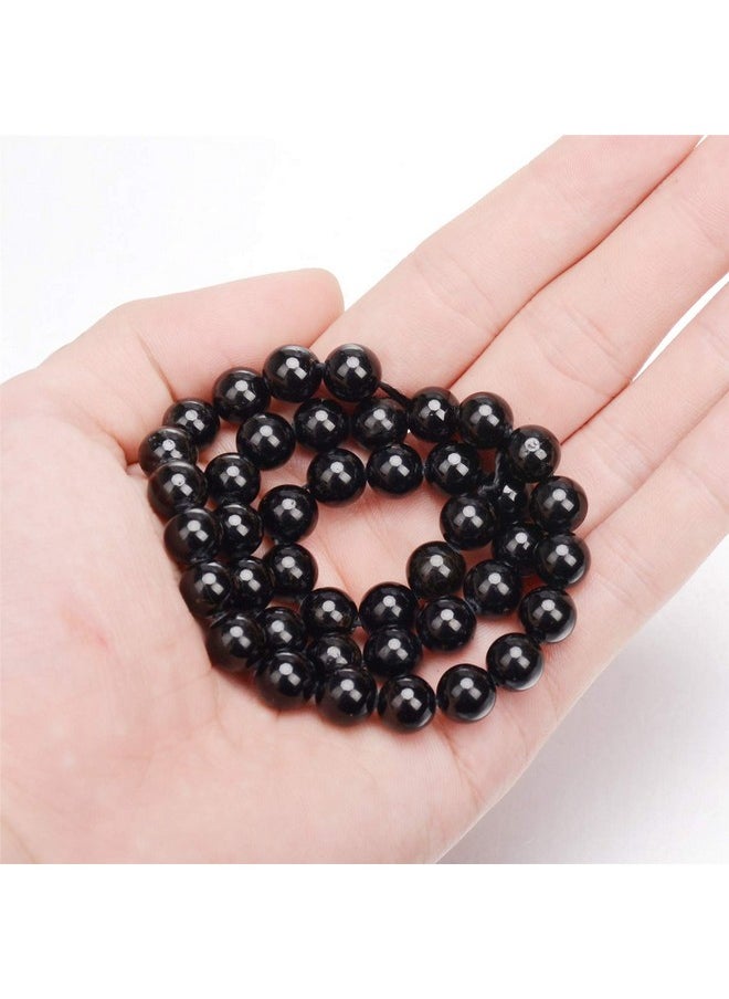 AD BEADS - Natural Black Tourmaline Gemstone Round Beads 15.5“ A Grad (8Mm) - Image 1