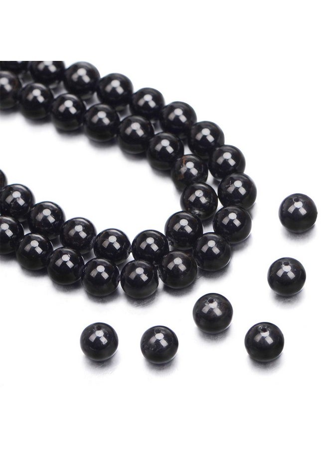 AD BEADS - Natural Black Tourmaline Gemstone Round Beads 15.5“ A Grad (8Mm) - Image 1