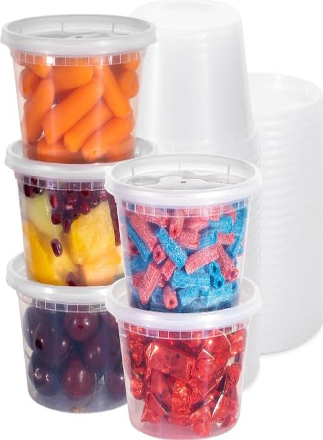 16 oz Round Deli Food/Soup Storage Containers w/Lids Microwavable Clear Plastic (25) - Image 1