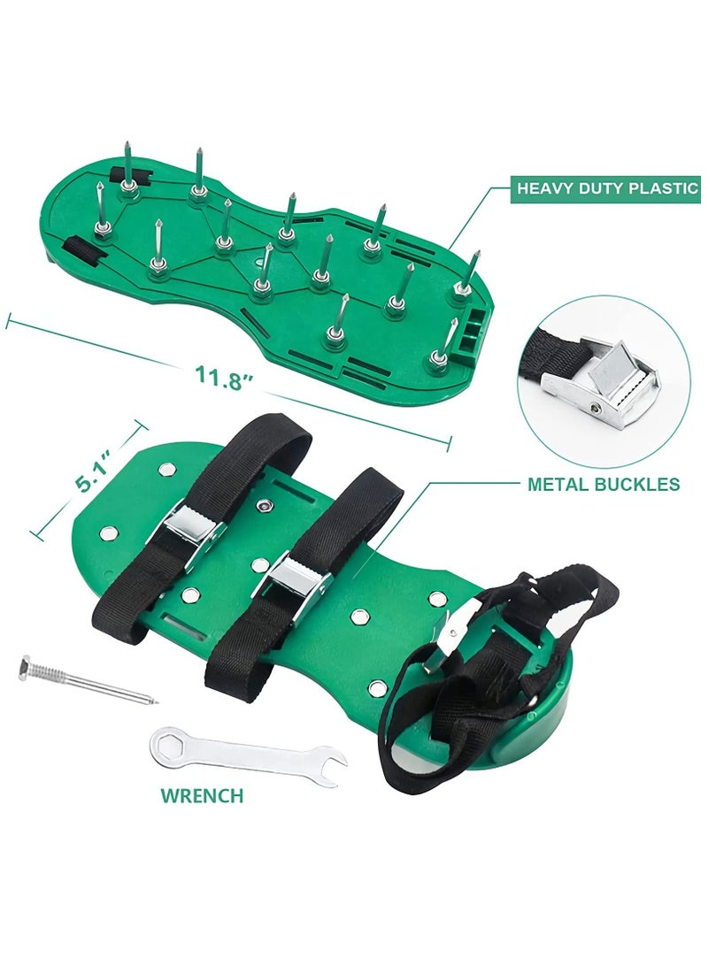 SYOSI Lawn Aerator Shoes, Lawn Aerator Sandals with Metallic Buckles, Heavy Duty Lawn Spiker Aerator Fits All Lawn Aerator Scarifier for Yard Patio Lawn,26 Spikes, and 4 Adjustable Straps. - Image 4