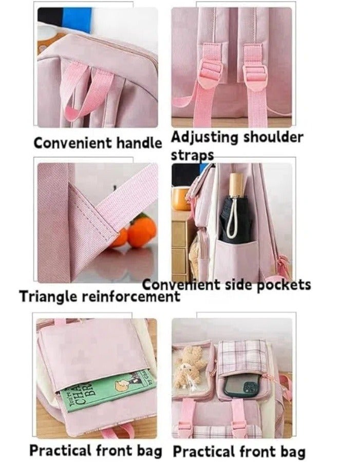 Student school bag set, 4 pieces school bag set with shoulder bag, pen case, tote bag and crossbody bag, cute kids school bag set - Image 4