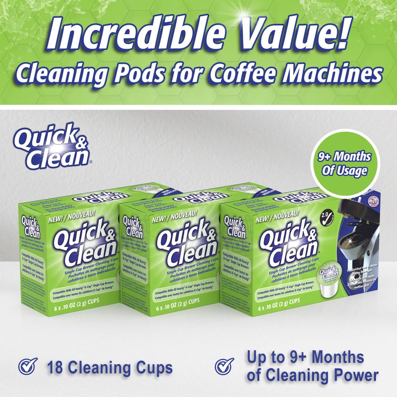 QUICK CLEAN Quick & Clean [18-Pack] Cleaning Pods - K Cup Cleaner Pods for Keurig - 2.0 Coffee Machine Compatible, Removes Stains, Non-Toxic and Eco-Friendly - Image 5