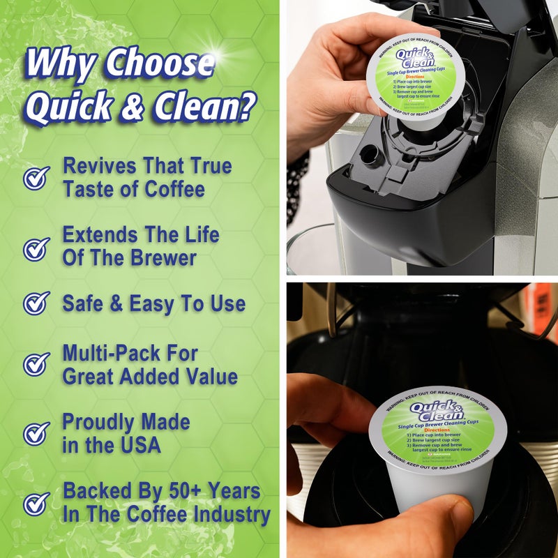 QUICK CLEAN Quick & Clean [18-Pack] Cleaning Pods - K Cup Cleaner Pods for Keurig - 2.0 Coffee Machine Compatible, Removes Stains, Non-Toxic and Eco-Friendly - Image 3