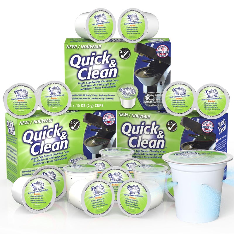 QUICK CLEAN Quick & Clean [18-Pack] Cleaning Pods - K Cup Cleaner Pods for Keurig - 2.0 Coffee Machine Compatible, Removes Stains, Non-Toxic and Eco-Friendly - Image 1