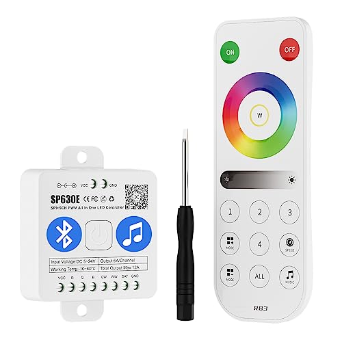 BTF-LIGHTING SP630E Bluetooth Controllers 4 Zones 2.4GHz RF RB3 Remote Kit Support FCOB COB SMD PWM or SPI RGB RGBW LED Strip WS2811 WS2812B WS2814 WS2815 SK6812 IC etc DC5V DC12V DC24V - Image 1