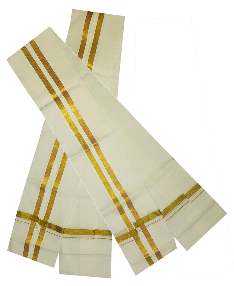 YETTALAN® Mens Traditional High Density 100% Cotton Angavastram/Towel/Gamcha 34x68 Inch Cream Color (Cream Towel Pack of 2) - Image 1