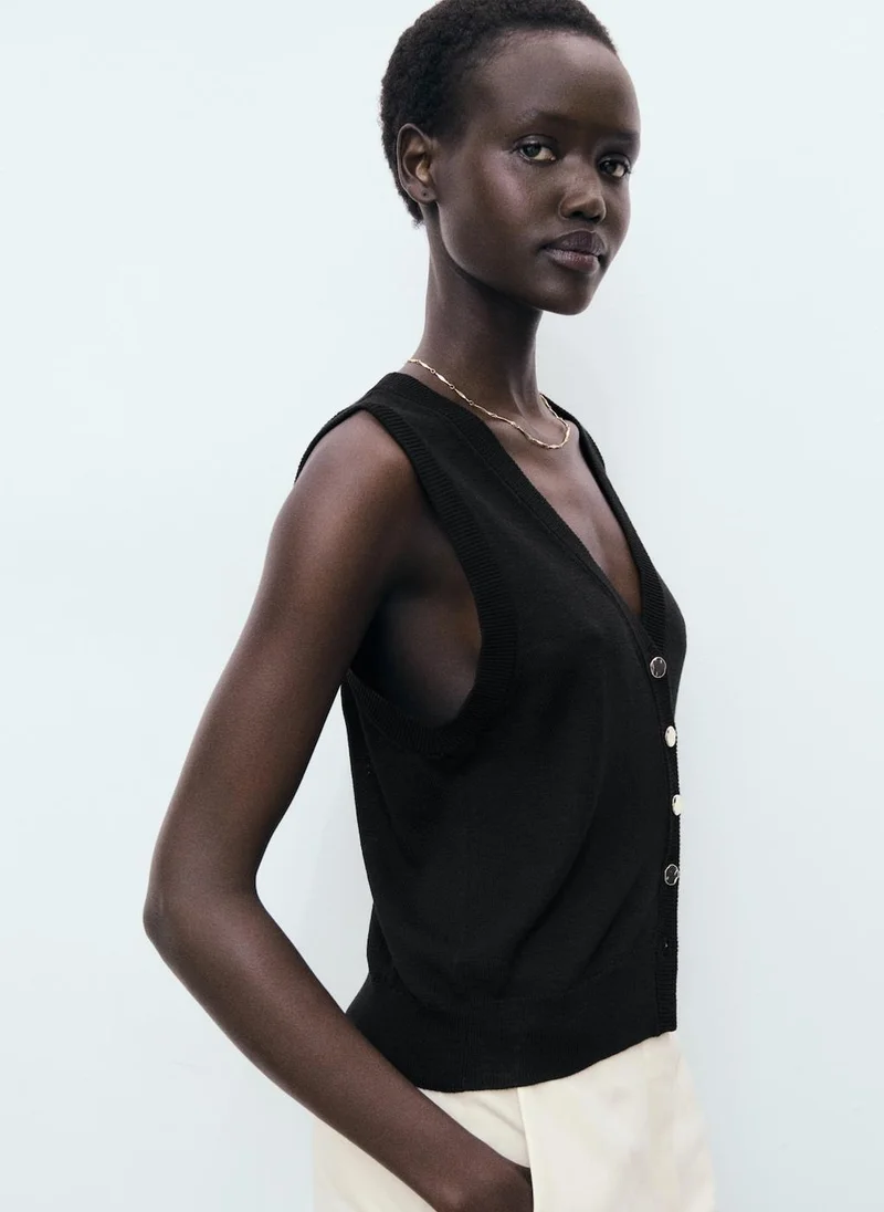 MANGO Fine-Knit Waistcoat With Buttons