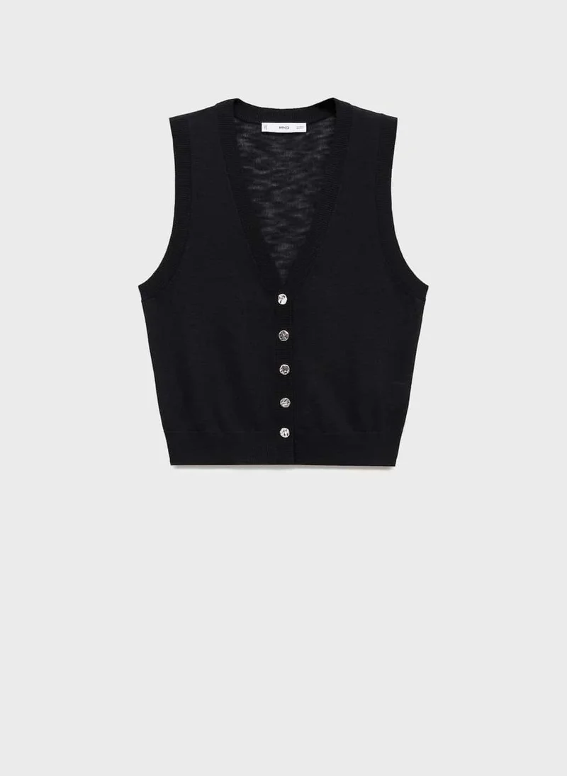 MANGO Fine-Knit Waistcoat With Buttons