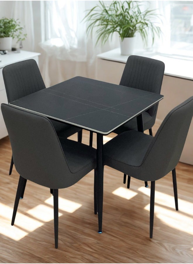 SMART HOME - Elegant 80x80 cm Square Dining Table with Marble Ceramic Top and Metal Legs - Coffee Table, Side Table, and Office Table with a sophisticated and durable design, ideal for living rooms and offices - Image 1