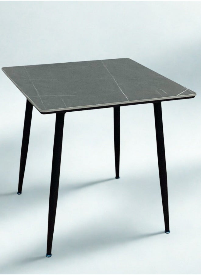 SMART HOME - Elegant 80x80 cm Square Dining Table with Marble Ceramic Top and Metal Legs - Coffee Table, Side Table, and Office Table with a sophisticated and durable design, ideal for living rooms and offices - Image 1