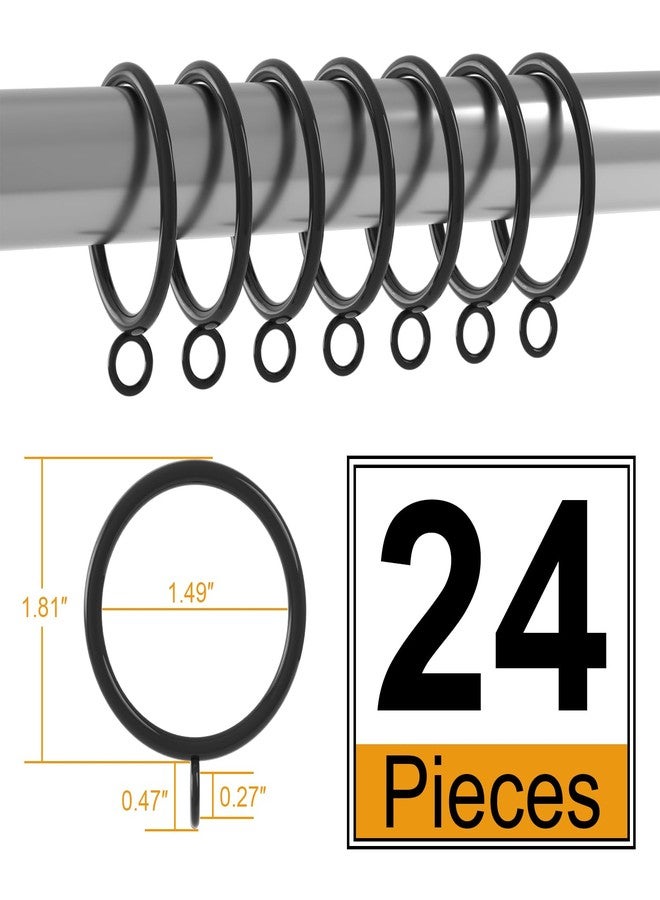 ANJUU 24 Pack Curtain Rings, 1.5 Inch Metal Curtain Drape Sliding Eyelet Rings-Hanging Rings for Curtains and Rods, Fits Up to 1 1/4-Inch Rod, Black(Clips Not Included) - Image 2