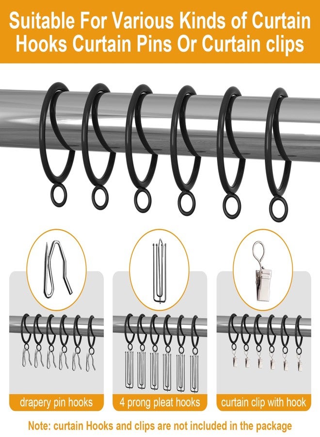 ANJUU 24 Pack Curtain Rings, 1.5 Inch Metal Curtain Drape Sliding Eyelet Rings-Hanging Rings for Curtains and Rods, Fits Up to 1 1/4-Inch Rod, Black(Clips Not Included) - Image 3