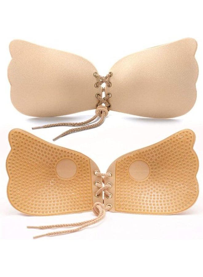 Strapless Silicone Bra, Beige, Invisible Bra, Silicone, High Viscosity, Anti-Separation, Breast Enhancer - Image 2