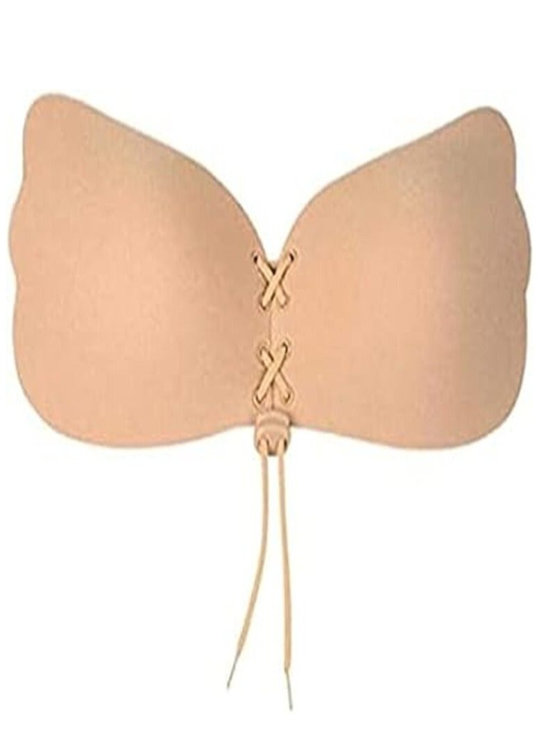 Strapless Silicone Bra, Beige, Invisible Bra, Silicone, High Viscosity, Anti-Separation, Breast Enhancer - Image 3