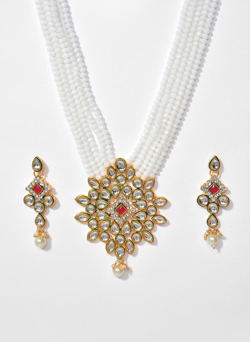 SOHI White Stone Beads Artificial Necklace Jewellery - Image 3