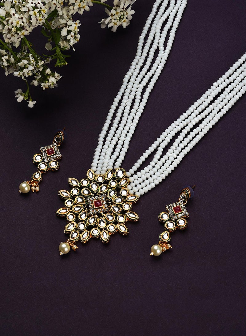 SOHI White Stone Beads Artificial Necklace Jewellery - Image 2