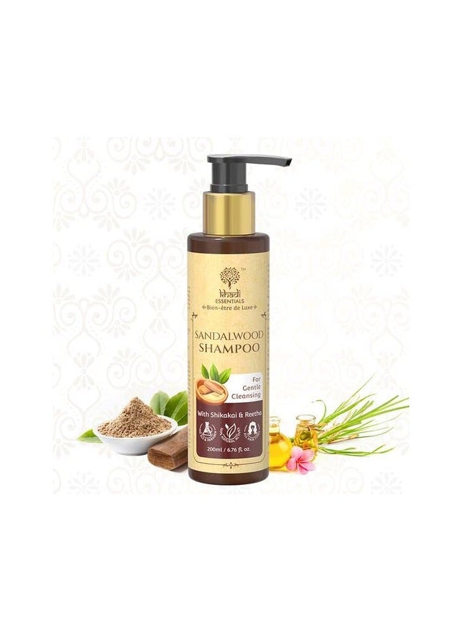 Khadi Essentials Sandalwood Rose Hair Shampoo with Geranium, Vetiver, Bhringraj Oil, For Hair Strengthening, Growth, 200ml SLS Paraben Free Cleanser, Multicolor - Image 1