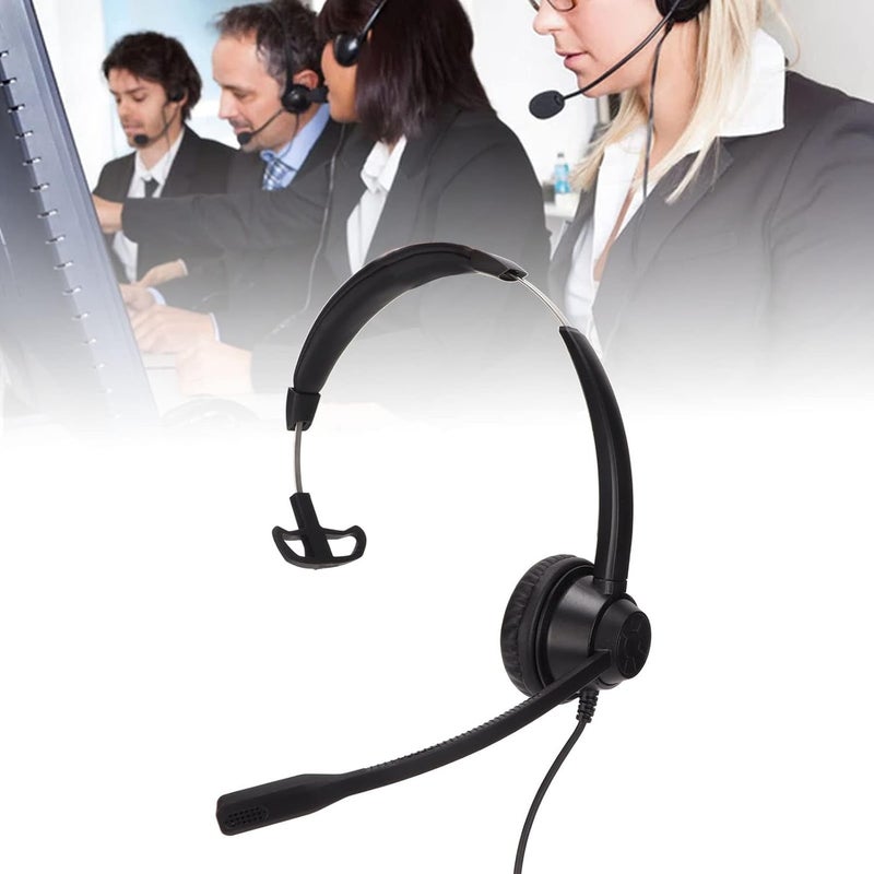 2.5mm Business Headset, Noise Cancelling Monaural Traffic Headset with HD Microphone, Flexible Headband and Soft Ear Cushions for Call Center, Office, Telemarketing, Customer Servi - Image 3