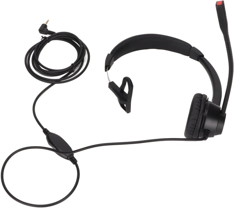 2.5mm Business Headset, Noise Cancelling Monaural Traffic Headset with HD Microphone, Flexible Headband and Soft Ear Cushions for Call Center, Office, Telemarketing, Customer Servi - Image 1