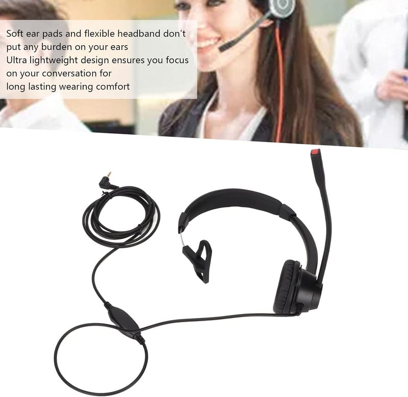 2.5mm Business Headset, Noise Cancelling Monaural Traffic Headset with HD Microphone, Flexible Headband and Soft Ear Cushions for Call Center, Office, Telemarketing, Customer Servi - Image 5