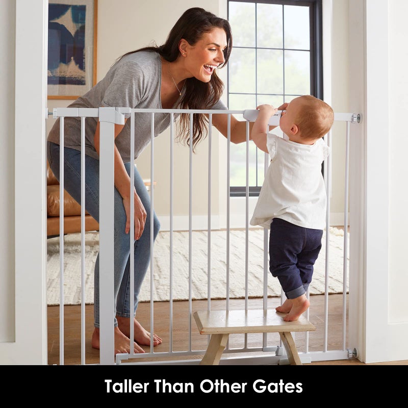 Cumbor 36" Extra Tall Baby Gate for Dogs and Kids with Wide 2-Way Door, 29.7"- 46" Width, and Auto Close Personal Safety for Babies and Pets, Fits Doorways, Stairs, and Entryways, White - Image 3