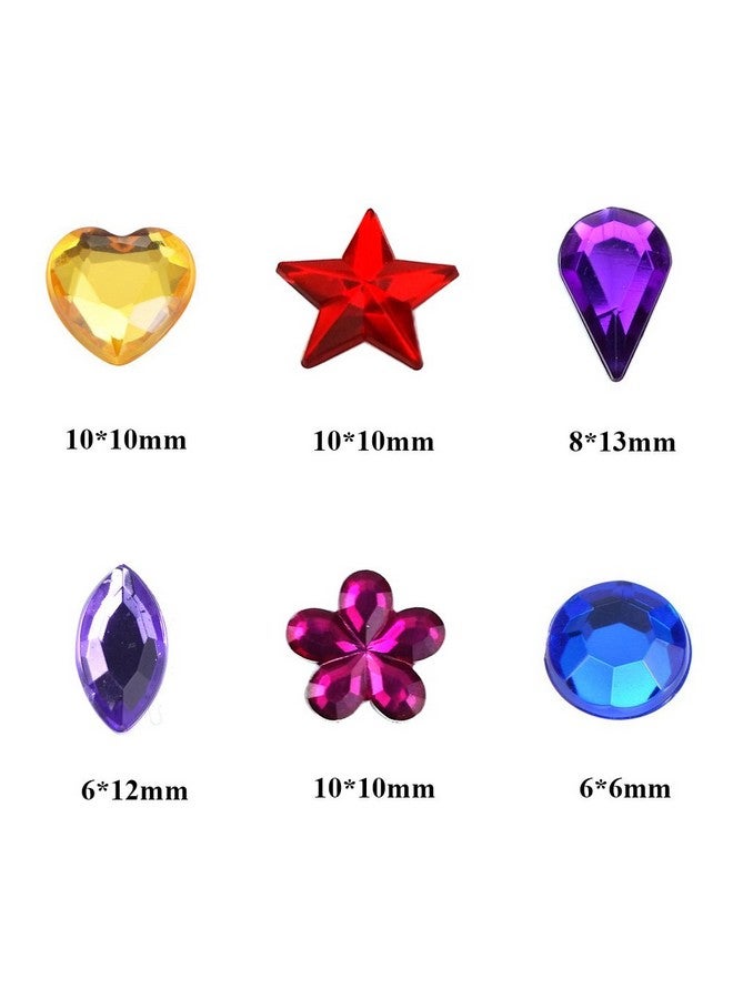 JPSOR 600Pcs Gems Jewels For Crafts, Acrylic Flatback Rhinestones For Halloween Pirate Party Decorations, Crafting Embellishments Gemstone (6 Shapes, 613Mm) - Image 3
