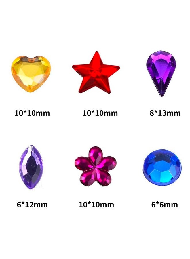 JPSOR 600Pcs Gems Jewels For Crafts, Acrylic Flatback Rhinestones For Halloween Pirate Party Decorations, Crafting Embellishments Gemstone (6 Shapes, 613Mm) - Image 2