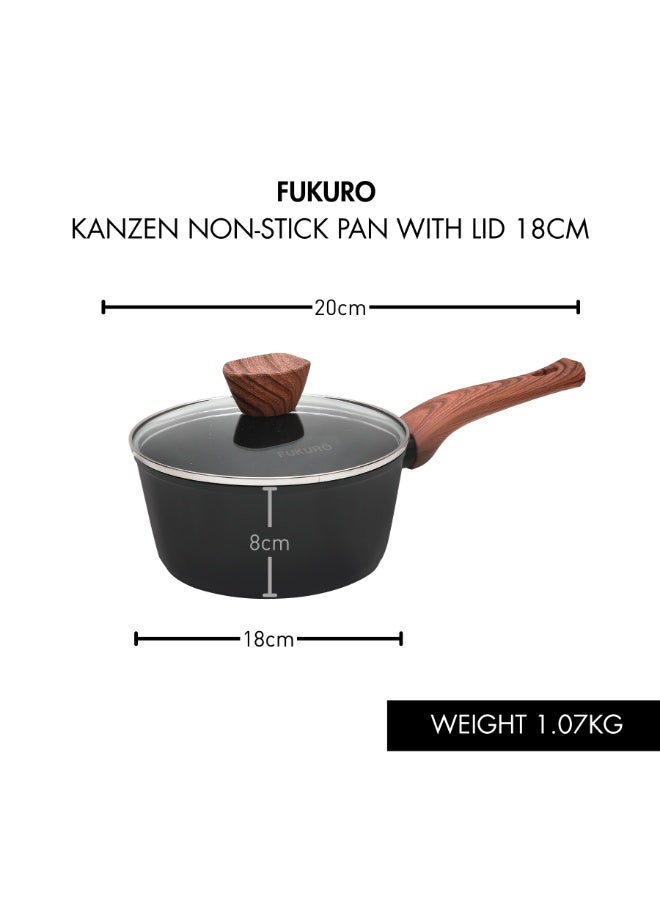 Fukuro Kanzen Forged Non-Stick Sauce Pan With Lid - 18cm - Image 4
