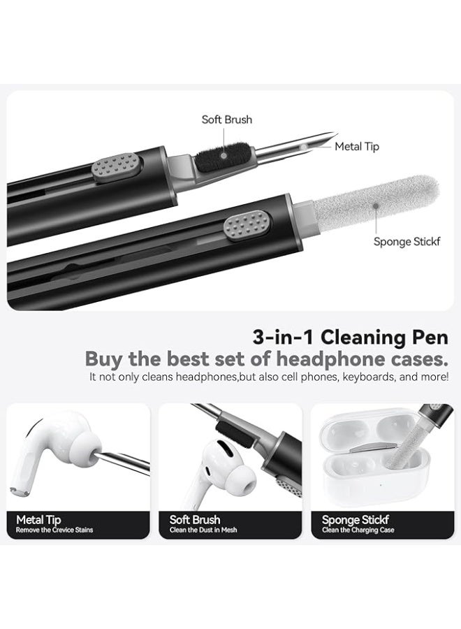 DKNG for  AirPods Pro 3, TPU durable protective case with carabiner and cleaning kit, soft shockproof earphone cover, supports wireless charging, comes with carabiner. Black - Image 2