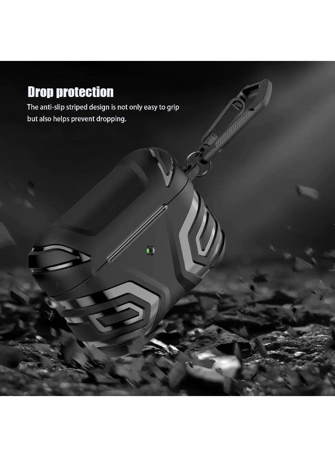 DKNG for  AirPods Pro 3, TPU durable protective case with carabiner and cleaning kit, soft shockproof earphone cover, supports wireless charging, comes with carabiner. Black - Image 3