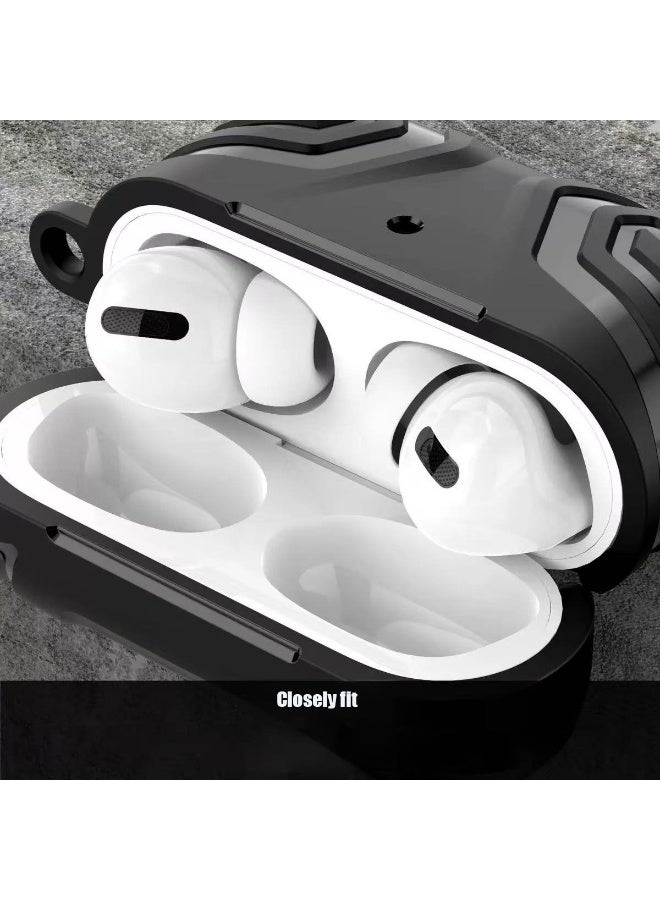 DKNG for  AirPods Pro 3, TPU durable protective case with carabiner and cleaning kit, soft shockproof earphone cover, supports wireless charging, comes with carabiner. Black - Image 4