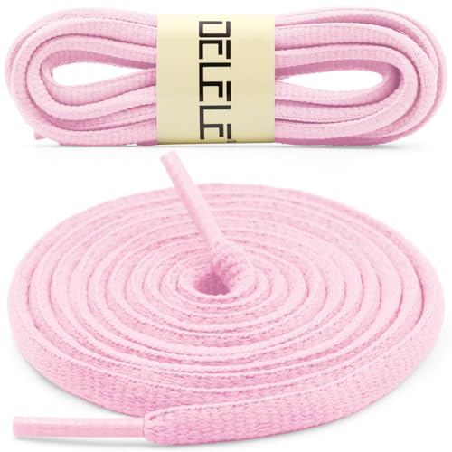 DELELE 2 Pair Oval Shoes laces Half Round 1/4" Athletic Shoelaces Shoe Strings Pink-51 inch - Image 2